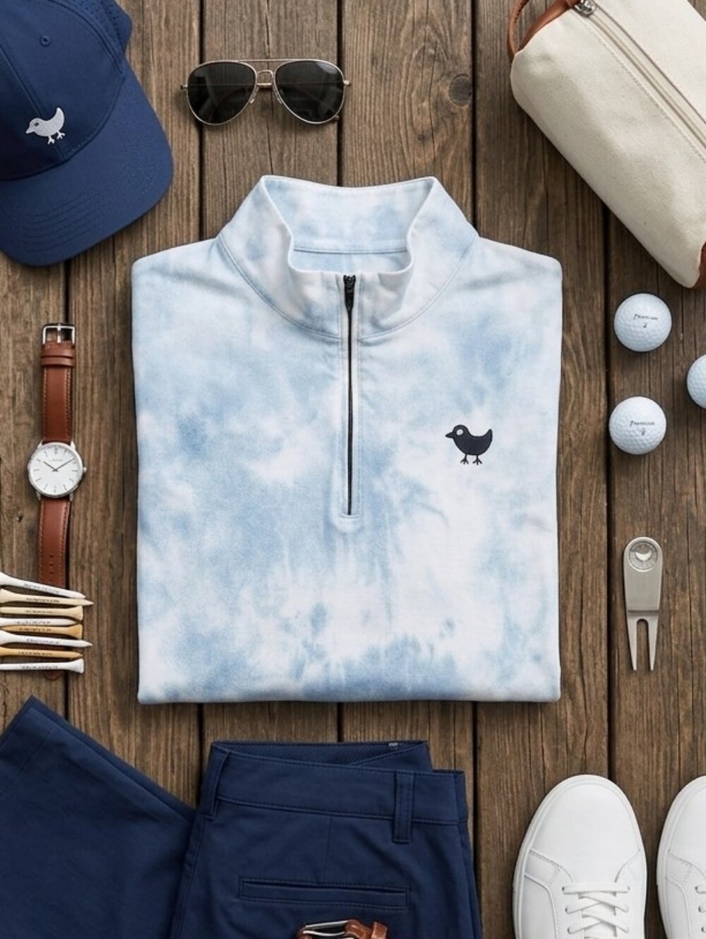 Bad Birdie Men's Sky Dye Quarter-Zip Pullover